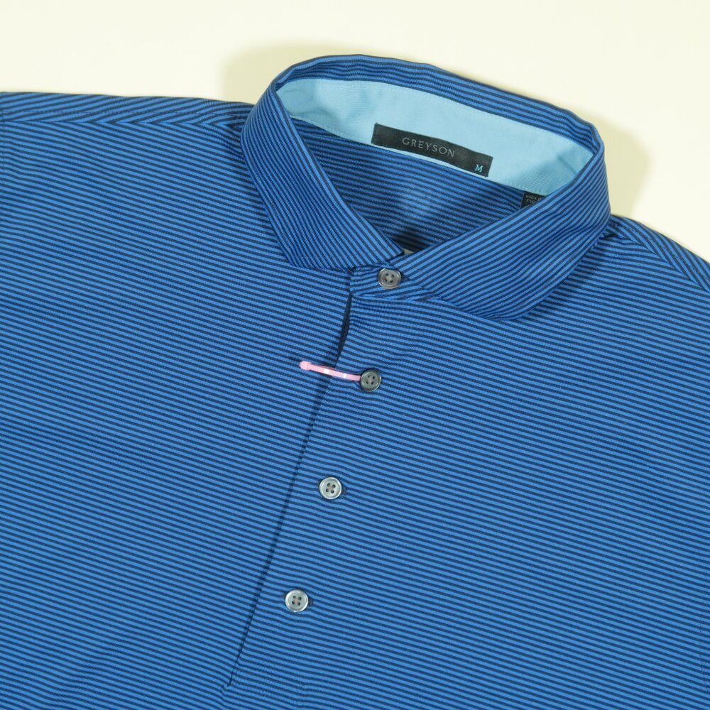 Greyson Delta Airlines 360 Club Polo Shirt Mens M Blue Stretch Jersey Golf